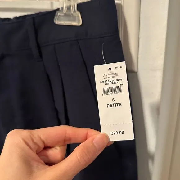 NWT 6 Petite GAP Easy Wide Leg Pants Trouser Women Navy Blue - Picture 6 of 11